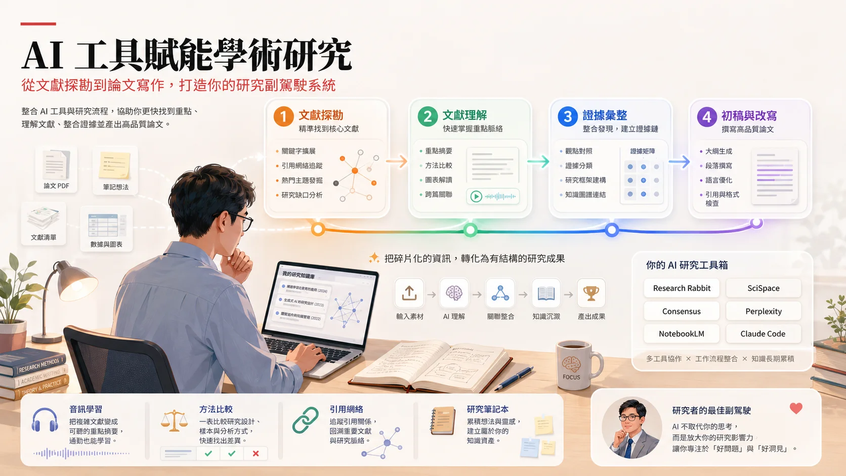 別只學 AI 工具：研究者如何打造一個可重複運作的學術副駕駛