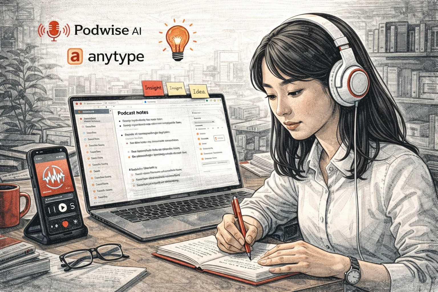 Podcast note-taking: 6 steps to build a content flywheel with Podwise + Anytype